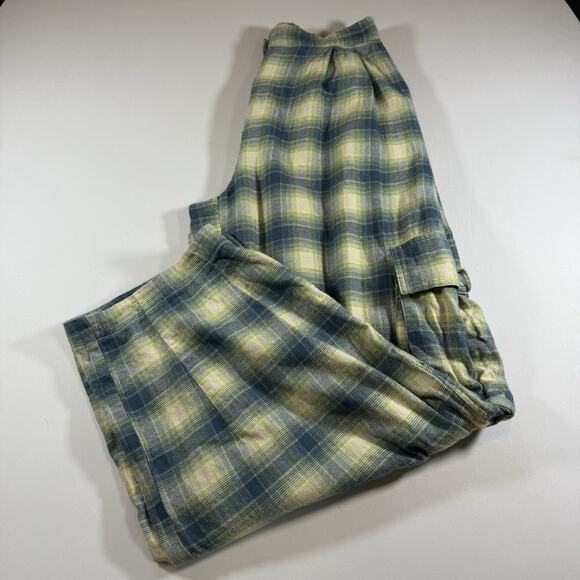 Urban Outfitters Jana Balloon Plaid Cargo Pants Size Small Green Y2K Grunge Boho - Picture 1 of 13